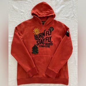 BORN FLY men’s FLY FREE loop back orange hoodie | 2XL